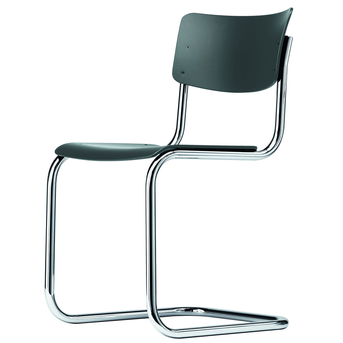 S43 Chair - Chrome Frame | Grey-Black Stained Beech Seat and Back