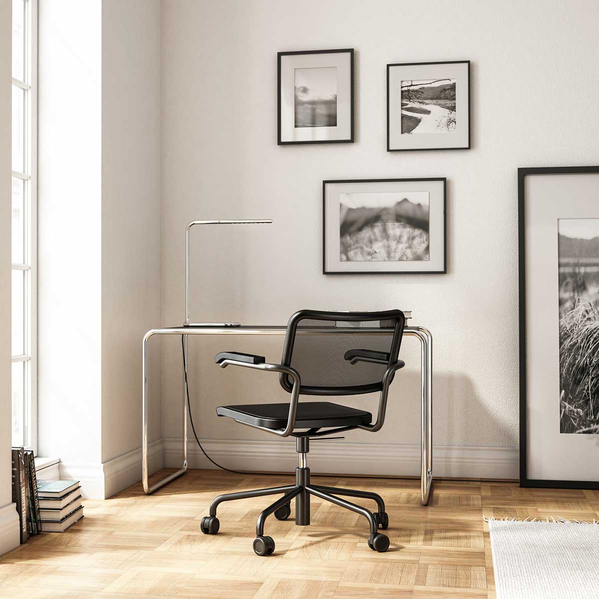 S285/0 Writing Desk | Black Open Pore Lacquer Ash Top