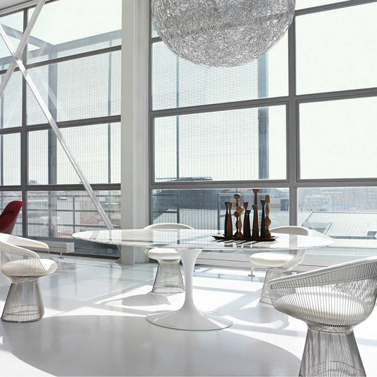 Saarinen Oval Dining Table | Light Brown Emperador Marble Top