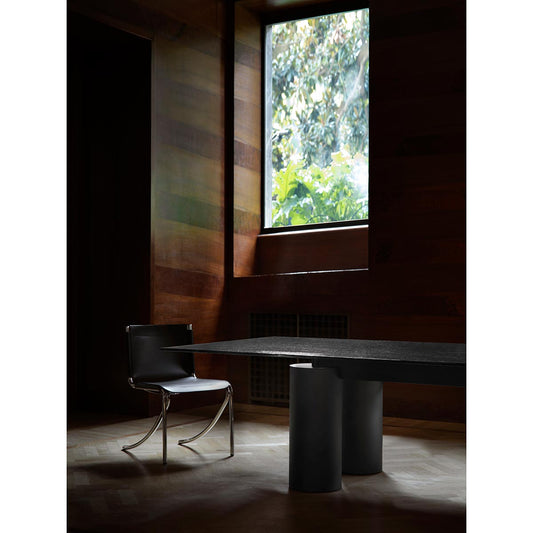 Serenissimo Rectangular Table | Black Cast Glass Top with White Encaustic Base