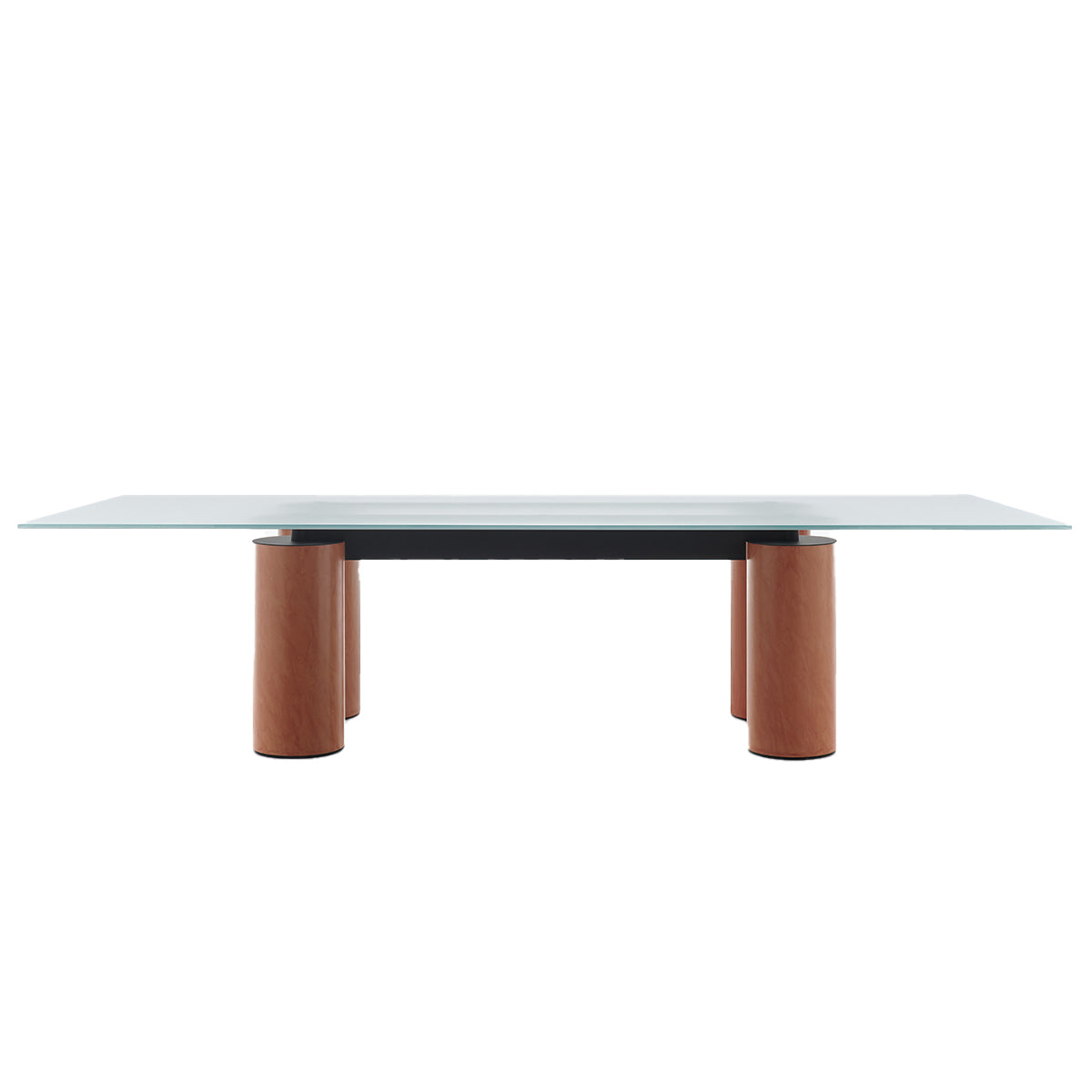 Serenissimo Rectangular Table | Extraclear Opalescent Glass Top with Terracotta Encaustic Base
