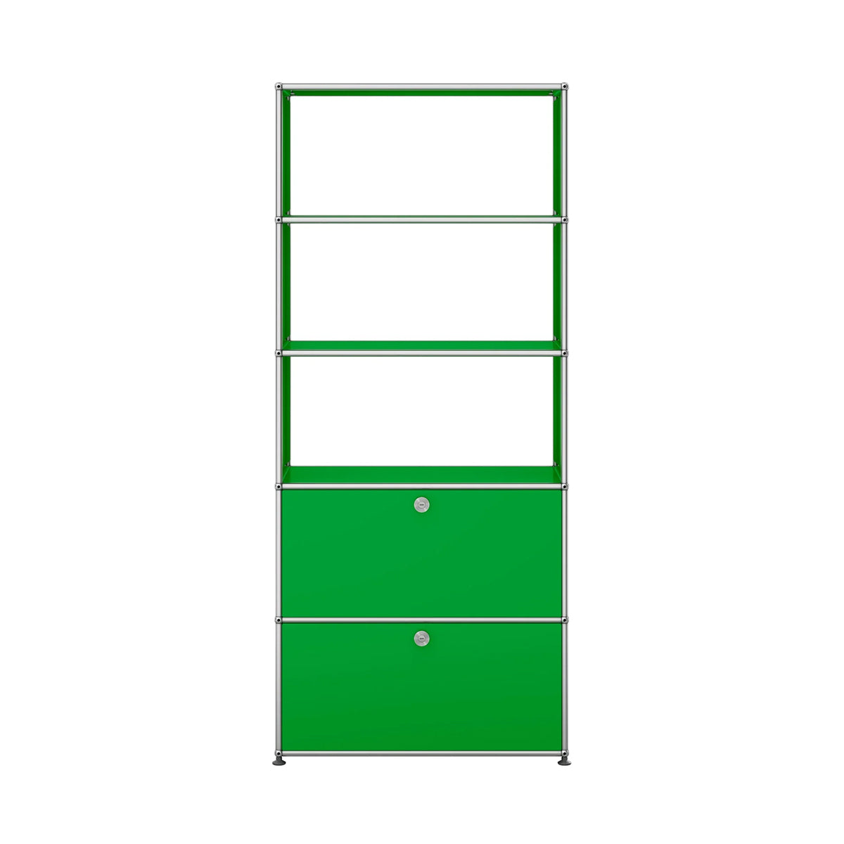 USM Shelving with Two Doors | Green Lacquer Panels