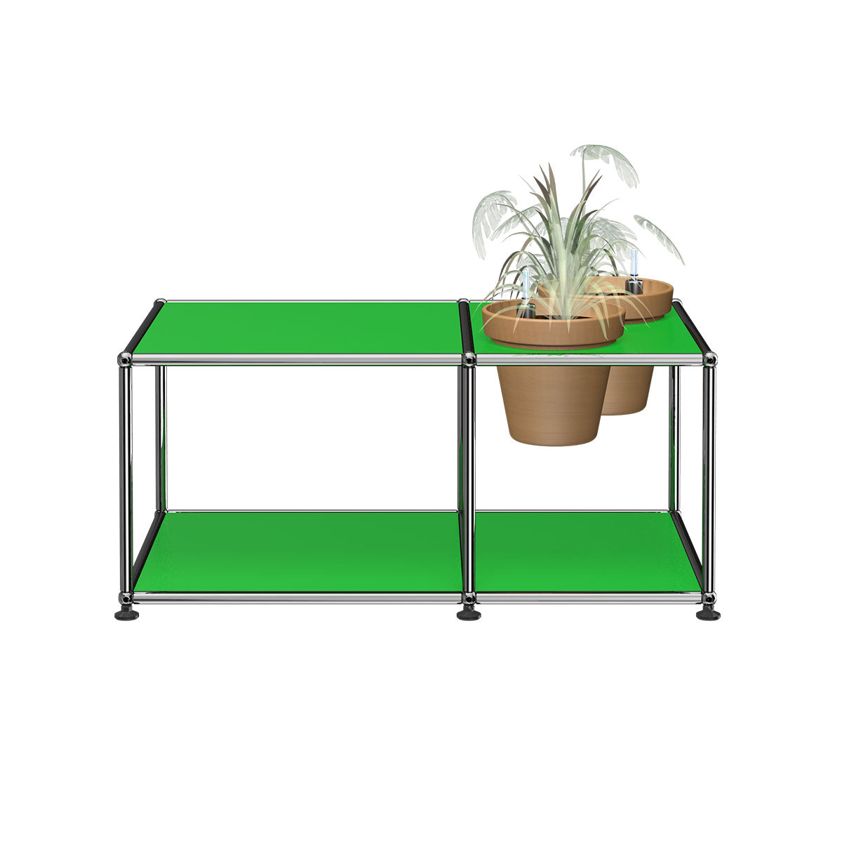 USM Side Table with Flowerpots | Green Lacquer Panels