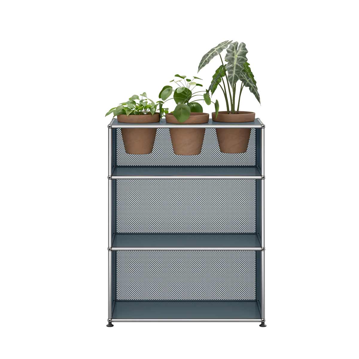 USM Storage with Flowerpots | Medium Grey Lacquer Panels