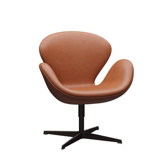 Swan Chair | Black Classic Leather Seat and Back