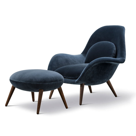 Swoon Footstool | Dusky Blue 651 Byram Upholstery
