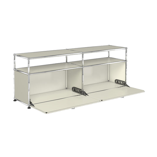 USM Tall Media Unit | Light Grey Lacquer Panels