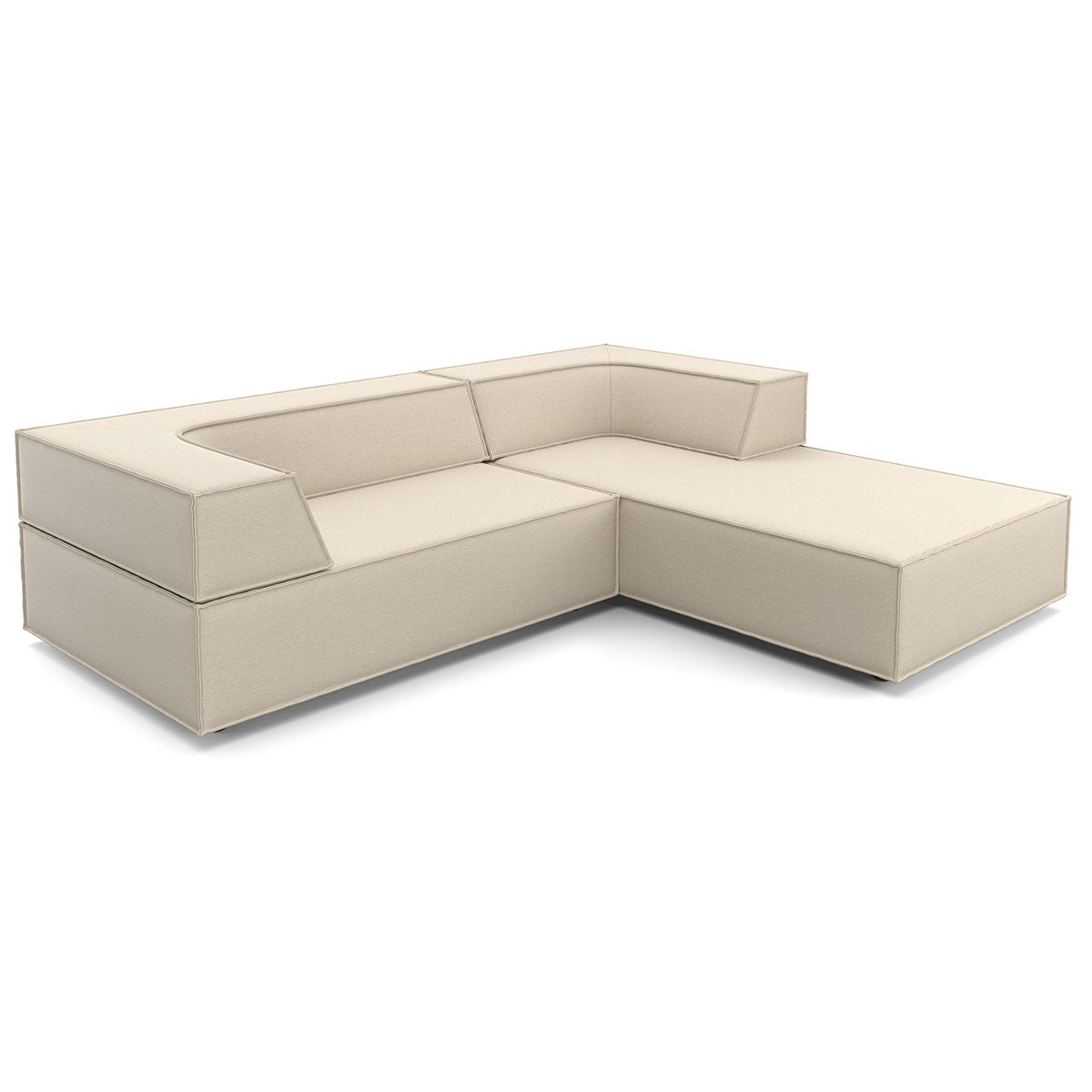 Trio Sofa with Chaise | Wool White 8141 Fabric Upholstery