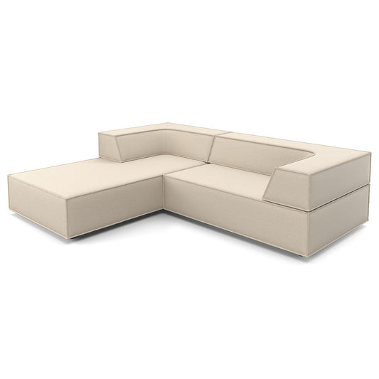 Trio Sofa with Chaise | Wool White 8141 Fabric Upholstery