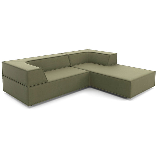 Trio Sofa with Chaise | Moss 8168 Fabric Upholstery