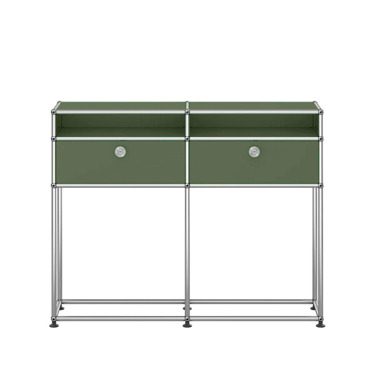 USM Small Narrow Console | Olive Green Lacquer Panels