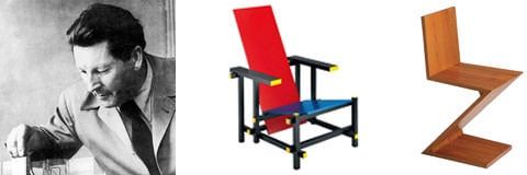 Rietveld Red Blue Chair Zig Zag Chair