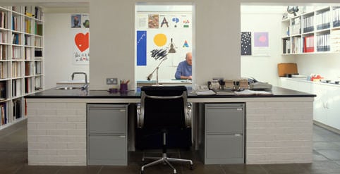 Alan Fletcher in his studio
