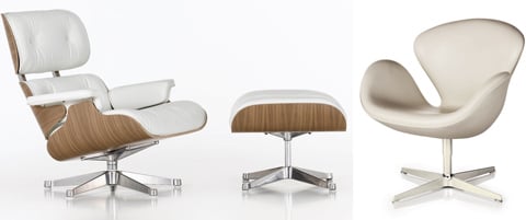Eames Lounge Chair and White Anniversary Swan