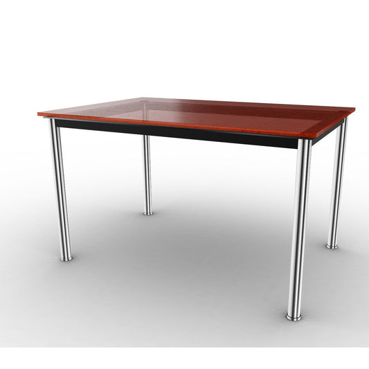 10 Table En Tube Rectangular | Amber Fluted Glass Top