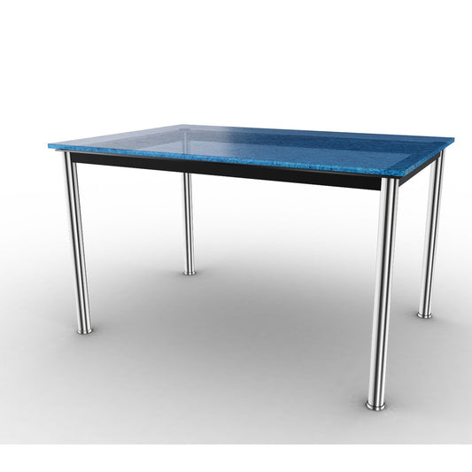 10 Table En Tube Rectangular | Aquamarine Fluted Glass Top