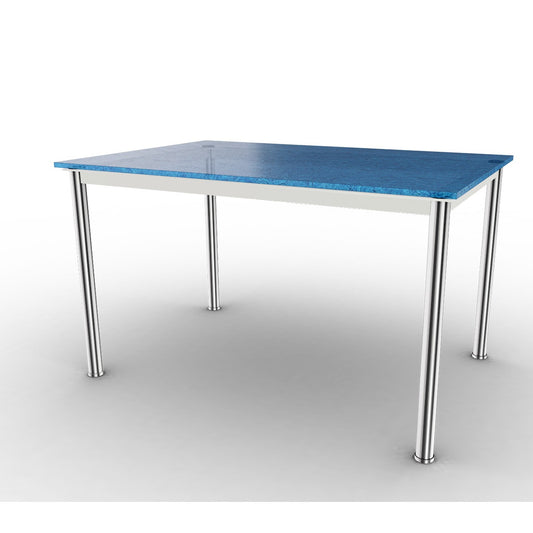 10 Table En Tube Rectangular | Aquamarine Fluted Glass Top
