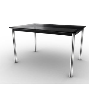 10 Table En Tube Rectangular | Black Fluted Glass Top