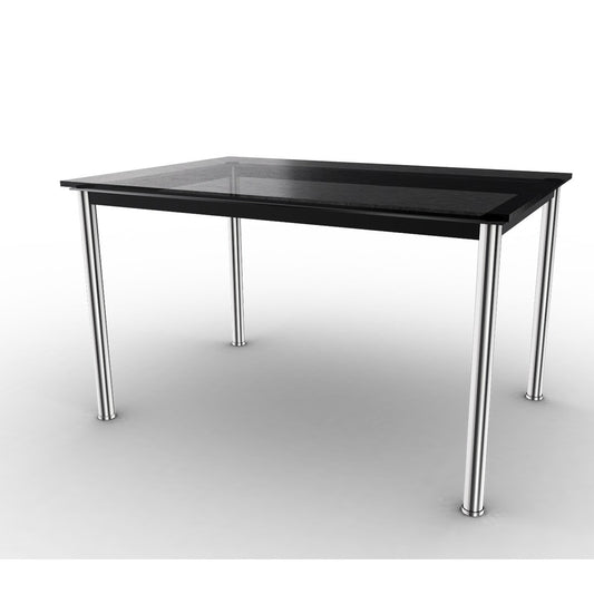 10 Table En Tube Rectangular | Black Fluted Glass Top