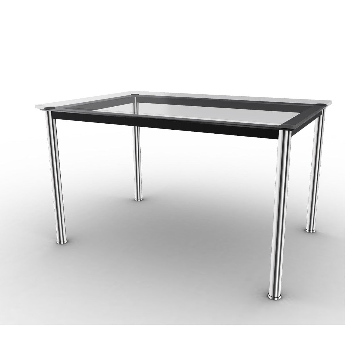 10 Table En Tube Rectangular | Clear Glass Top