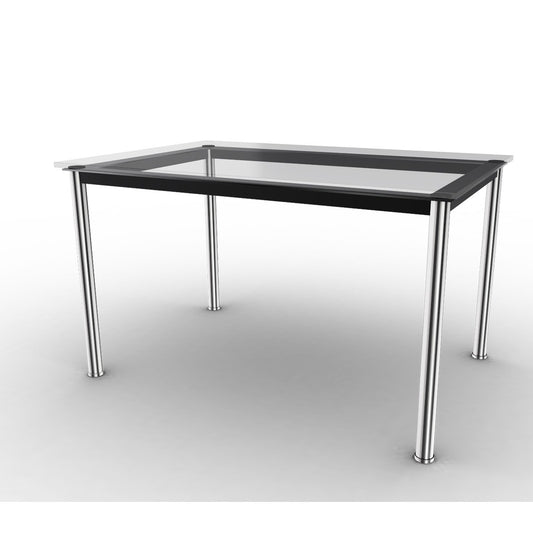 10 Table En Tube Rectangular | Clear Glass Top