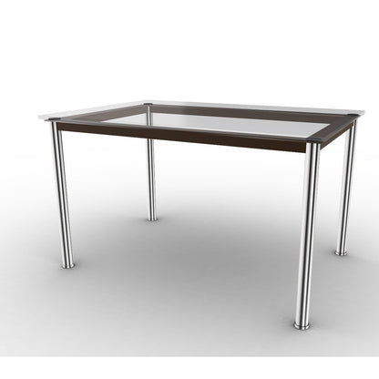 10 Table En Tube Rectangular | Clear Glass Top