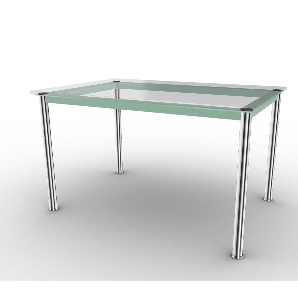 10 Table En Tube Rectangular | Clear Glass Top