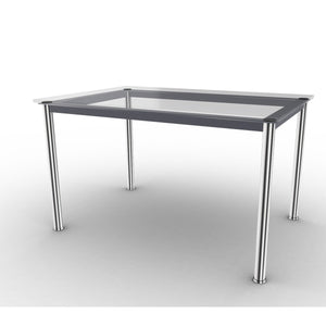 10 Table En Tube Rectangular | Clear Glass Top
