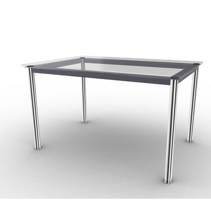 10 Table En Tube Rectangular | Clear Glass Top