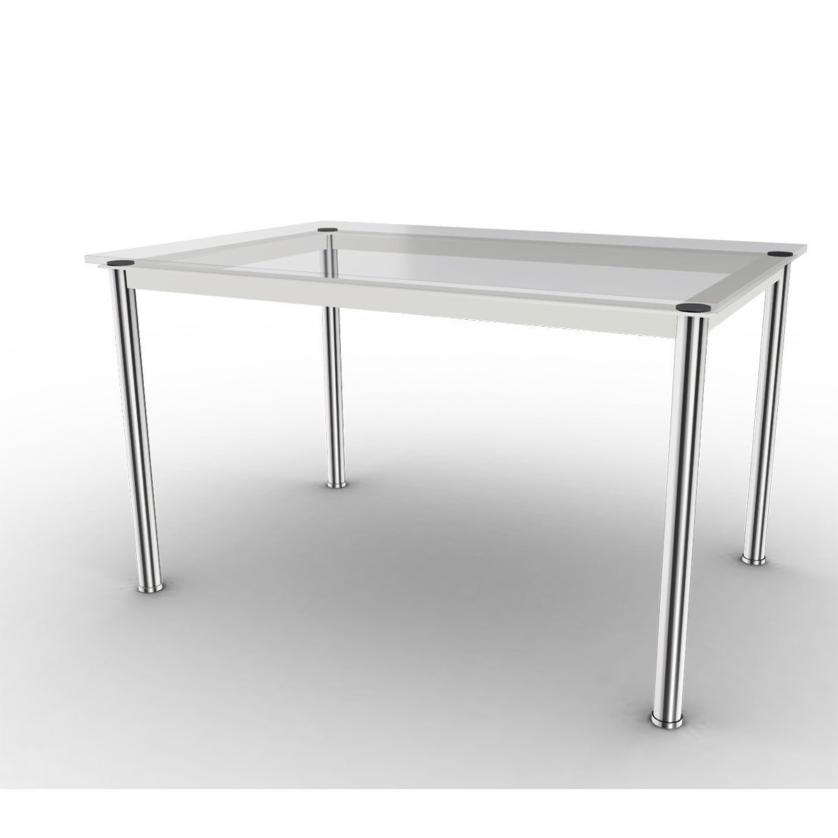 10 Table En Tube Rectangular | Clear Glass Top