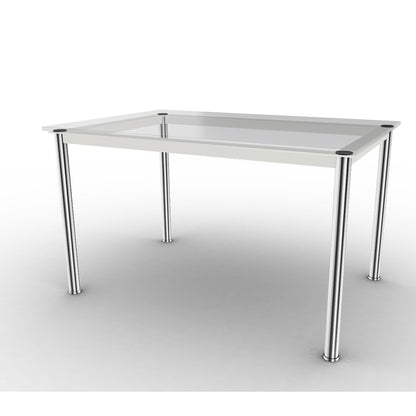 10 Table En Tube Rectangular | Clear Glass Top
