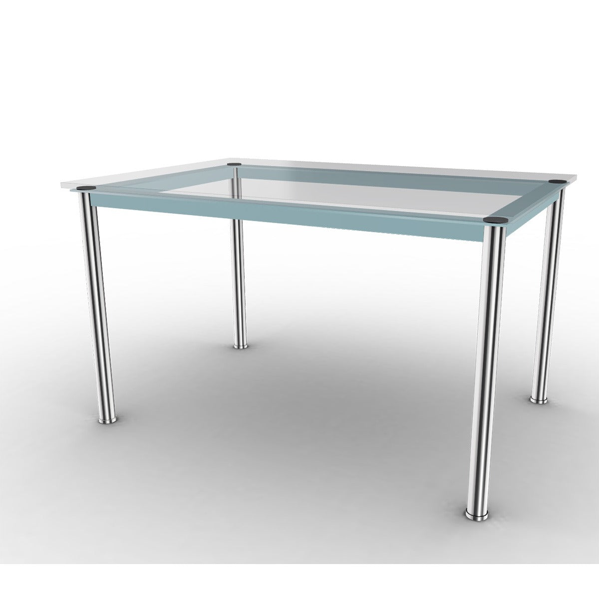 10 Table En Tube Rectangular | Clear Glass Top