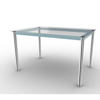 10 Table En Tube Rectangular | Clear Glass Top