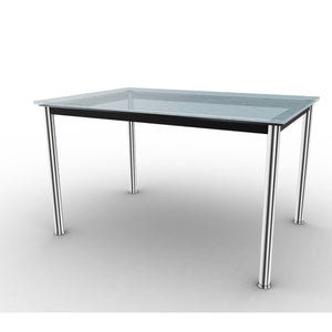10 Table En Tube Rectangular | Sandblasted Fluted Glass Top