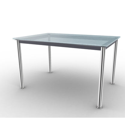 10 Table En Tube Rectangular | Sandblasted Fluted Glass Top