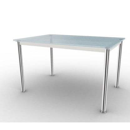 10 Table En Tube Rectangular | Sandblasted Fluted Glass Top