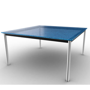 10 Table En Tube Grand Modèle | Aquamarine Fluted Glass Top