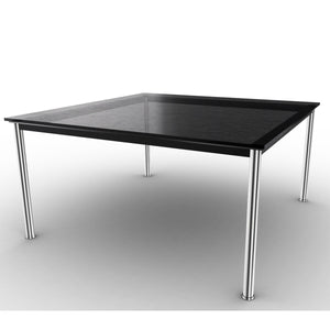 10 Table En Tube Grand Modèle | Black Fluted Glass Top