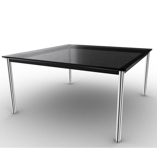 10 Table En Tube Grand Modèle | Black Fluted Glass Top