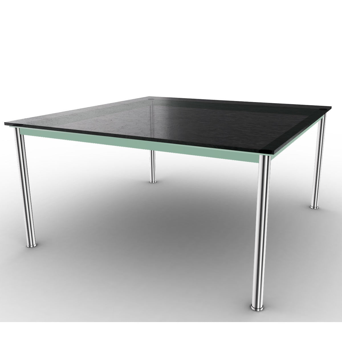10 Table En Tube Grand Modèle | Black Fluted Glass Top