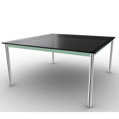 10 Table En Tube Grand Modèle | Black Fluted Glass Top