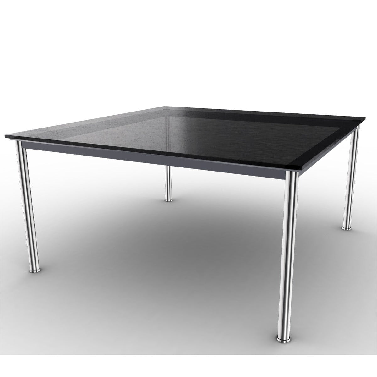 10 Table En Tube Grand Modèle | Black Fluted Glass Top