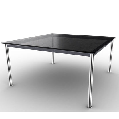 10 Table En Tube Grand Modèle | Black Fluted Glass Top