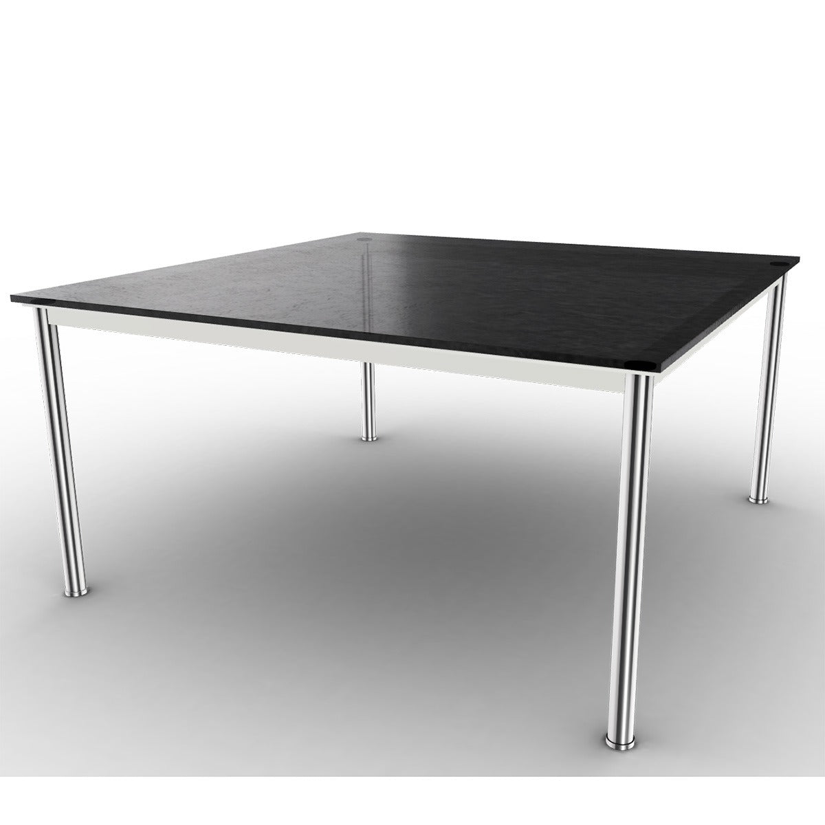 10 Table En Tube Grand Modèle | Black Fluted Glass Top
