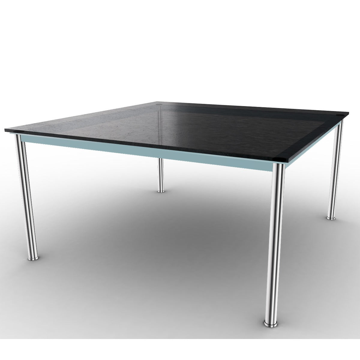 10 Table En Tube Grand Modèle | Black Fluted Glass Top