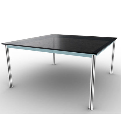 10 Table En Tube Grand Modèle | Black Fluted Glass Top
