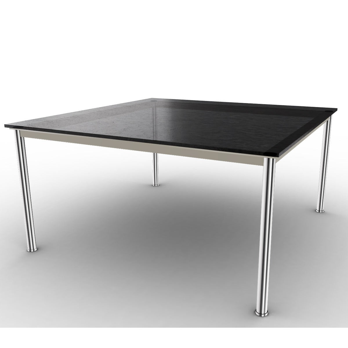 10 Table En Tube Grand Modèle | Black Fluted Glass Top