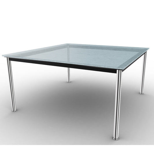 10 Table En Tube Grand Modèle | Sandblasted Fluted Glass Top