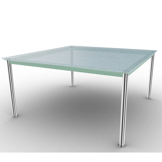 10 Table En Tube Grand Modèle | Sandblasted Fluted Glass Top