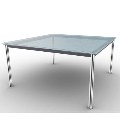 10 Table En Tube Grand Modèle | Sandblasted Fluted Glass Top